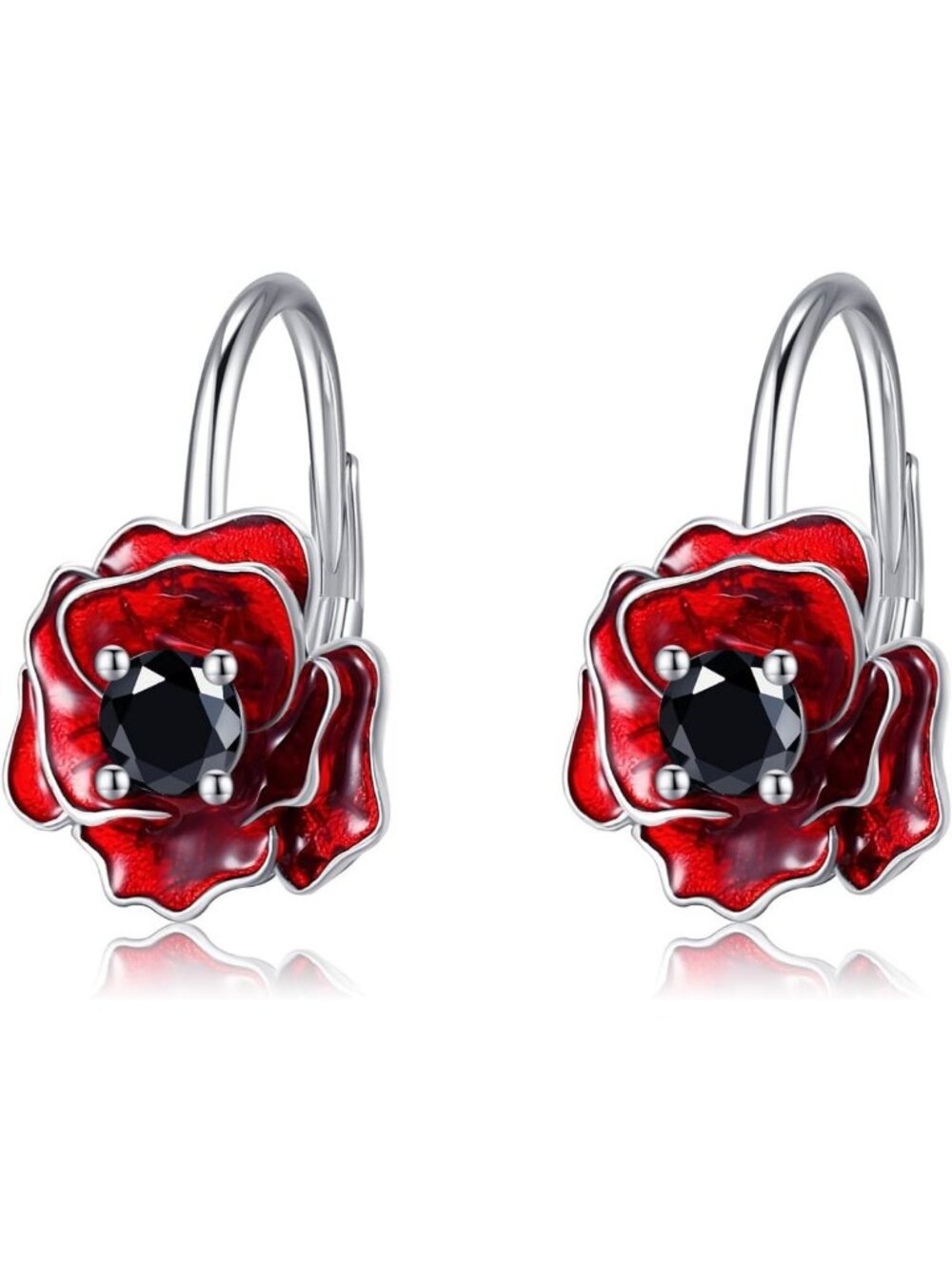 Floral Leverback Earrings in 925 Sterling Silver - Poppy, Rose, Orchid & More!
